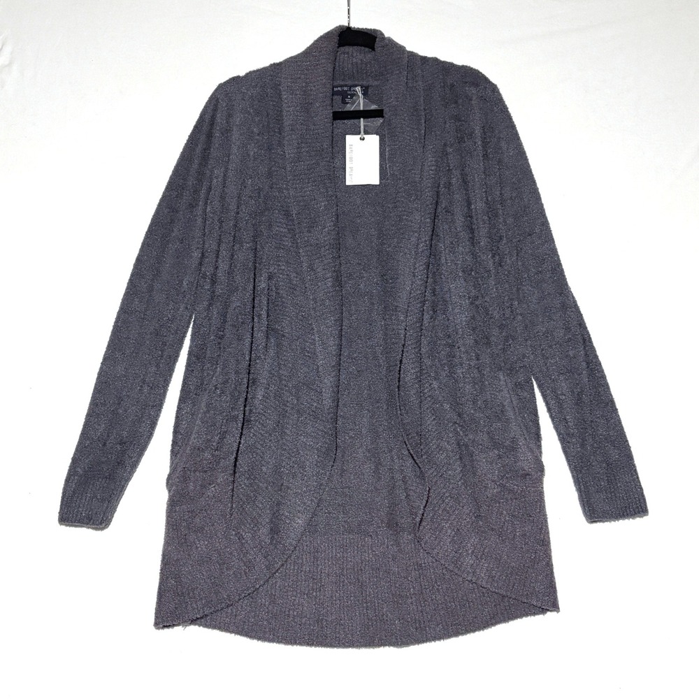 NEW Barefoot Dreams Cardigan Womens Medium Gray CozyChic Shawl Collar Pocket